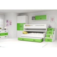 Divstāvu gulta MAX 1 90x200, balts/zaļš